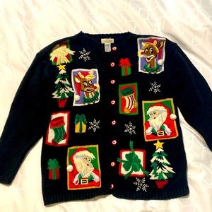 Christmas Cardigan Vintage Sweater by Yarnworks Size M quality!